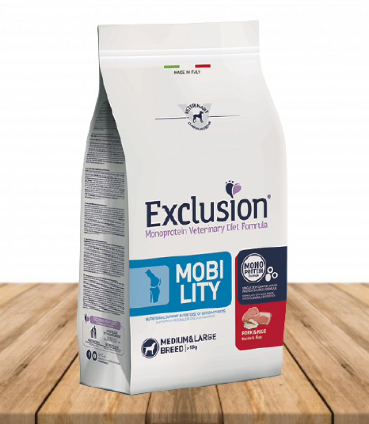 EXCLUSION VETERINARY DIET MOBILITY PORK & RICE 12KG
